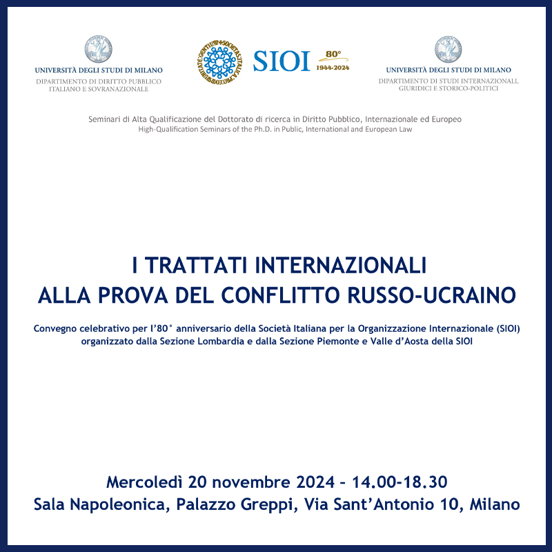 SIOI - I Trattati Internazionali alla prova del conflitto Russo-Ucraino