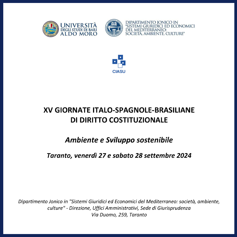 XV Giornate Italo-Spagnole-Brasiliane di Diritto costituzionale